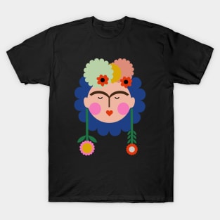 Frida kahlo mexican painter colorful summer flowers viva la vida T-Shirt